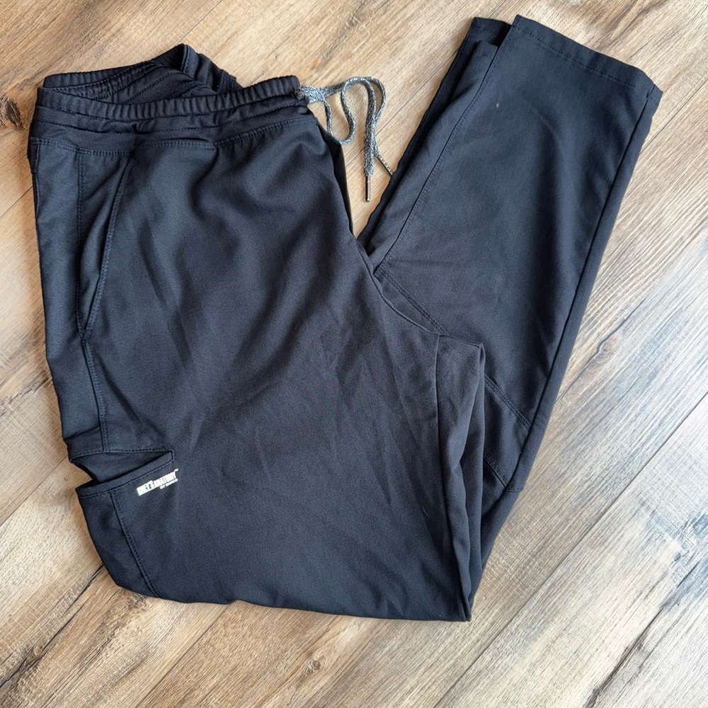 Grey's Anatomy Spandex Stretch Black Scrub Pants with Knit Drawstring
